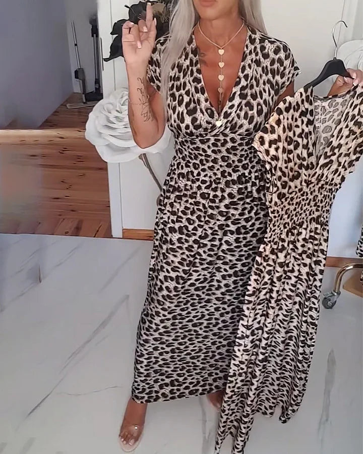 Leopardo rašto daili suknelė moterims