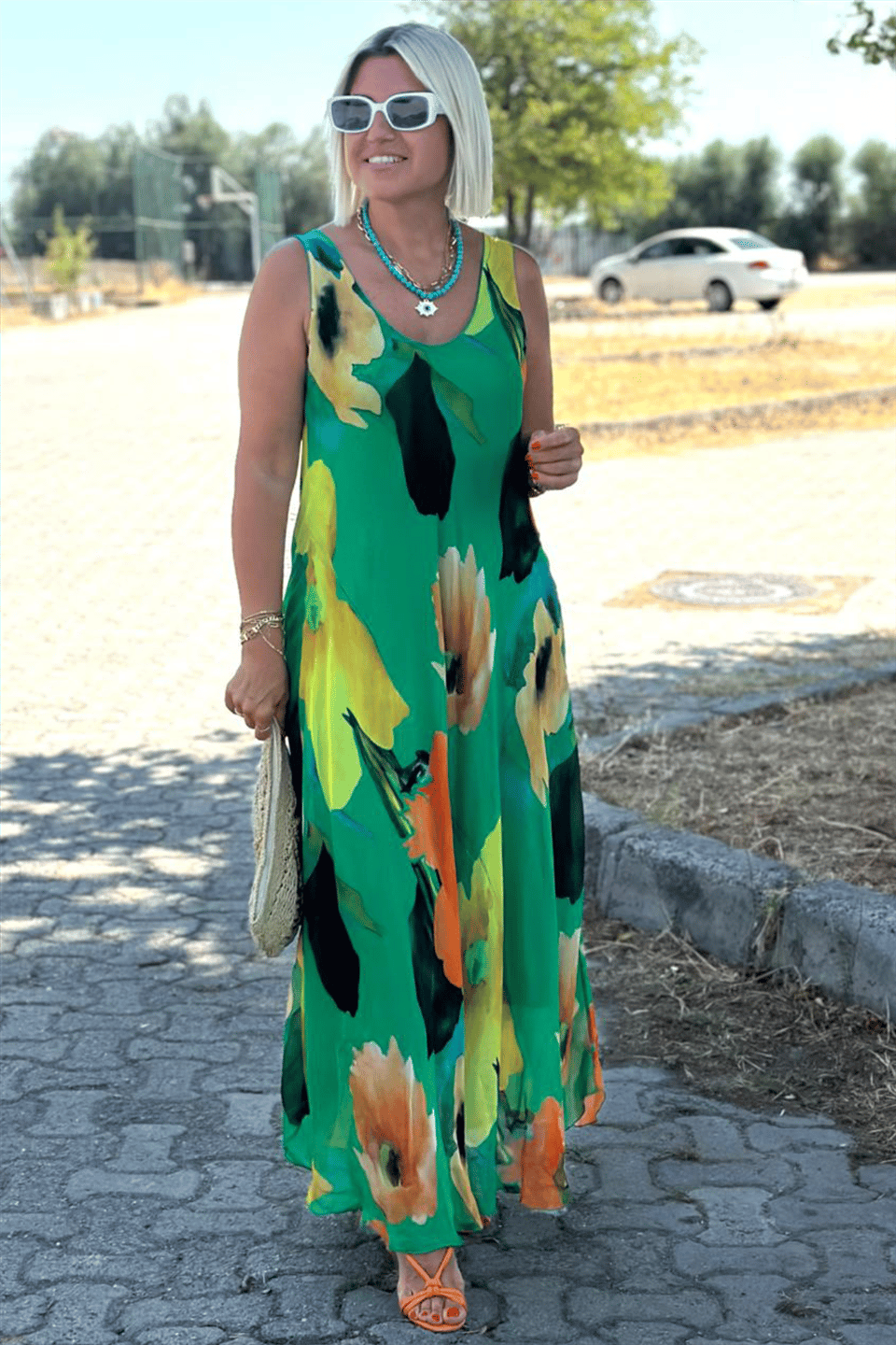 Gėlių rašto maxi suknelė