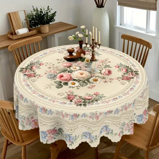 Vandeniui atspari gėlių rašto staltiesė