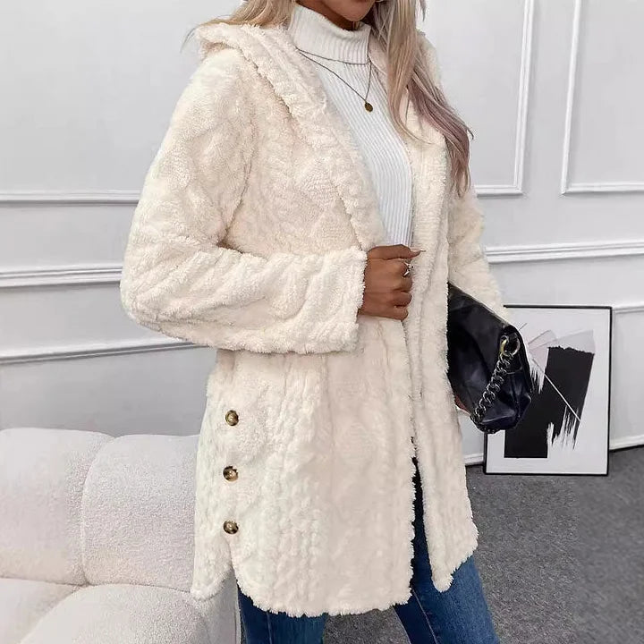 Šiltas, pūkuotas moteriškas kardiganas