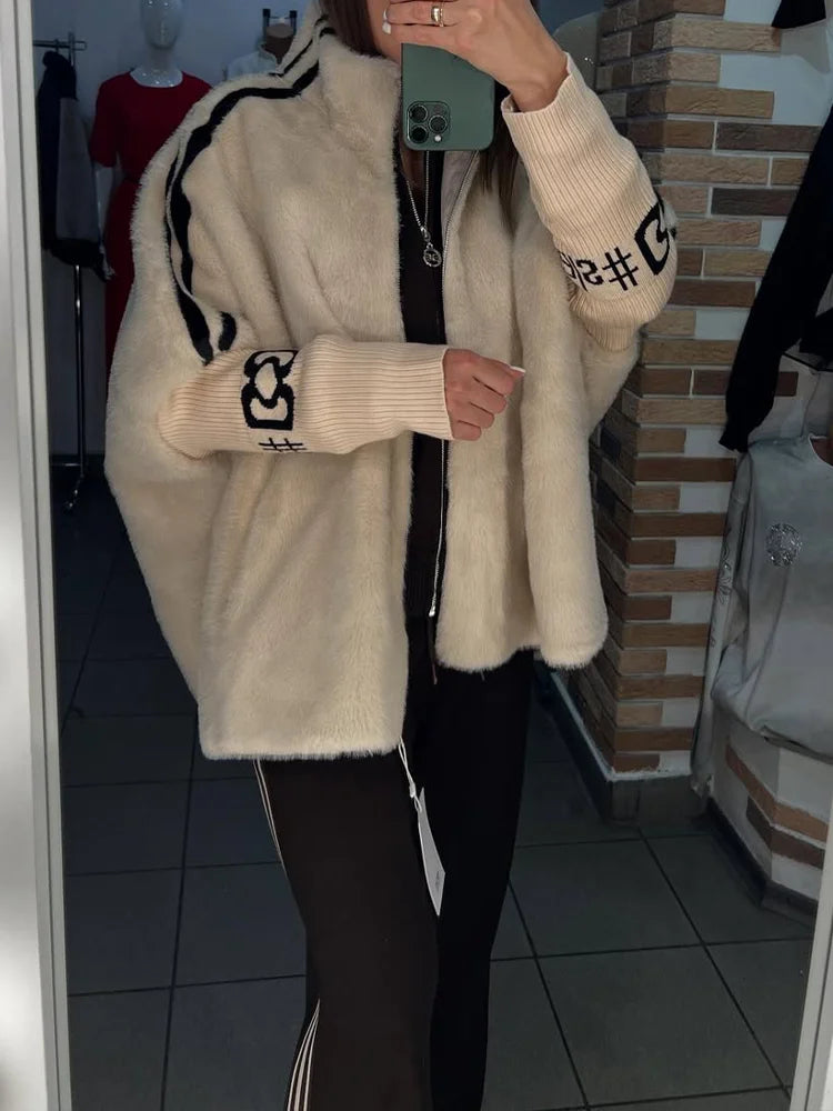 Moteriškas minkštas laisvalaikio paltas su apykakle