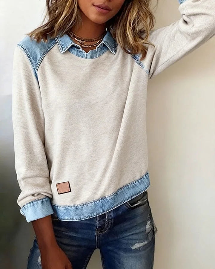 Madinga palaidinė ilgomis rankovėmis ir atlapais