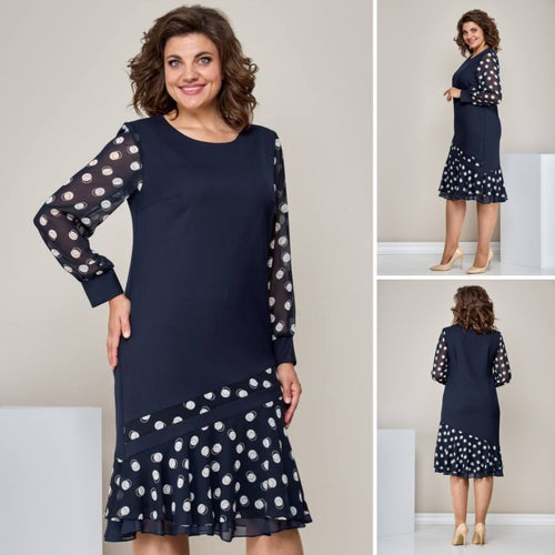 Suknelė su taškuotomis rankovėmis