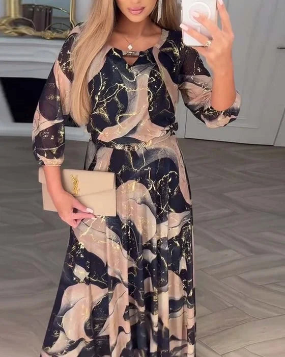 Elegantiška suknelė su trijų ketvirčių rankovėmis