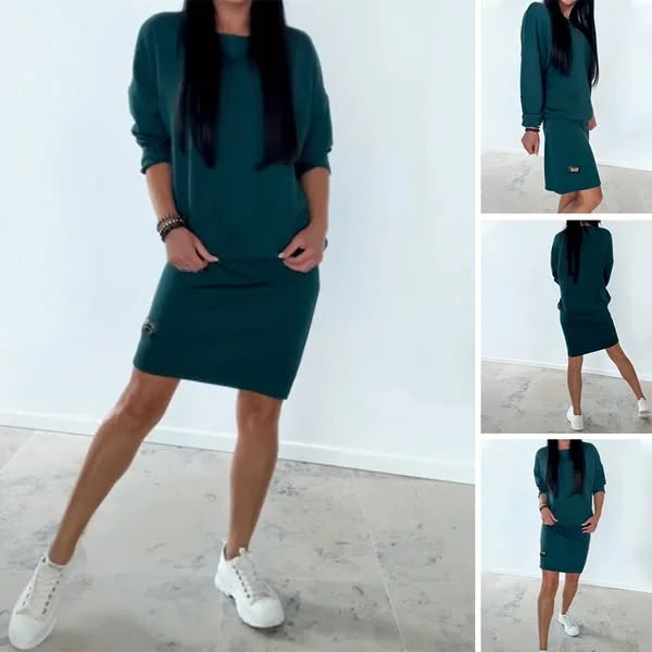 Moteriška ilgarankovė aptempta suknelė