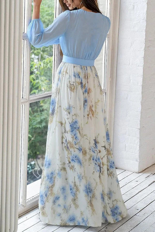 Elegantiška maksi suknelė su gėlių raštu