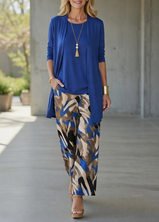 Trijų dalių spalvingas kostiumėlis moterims