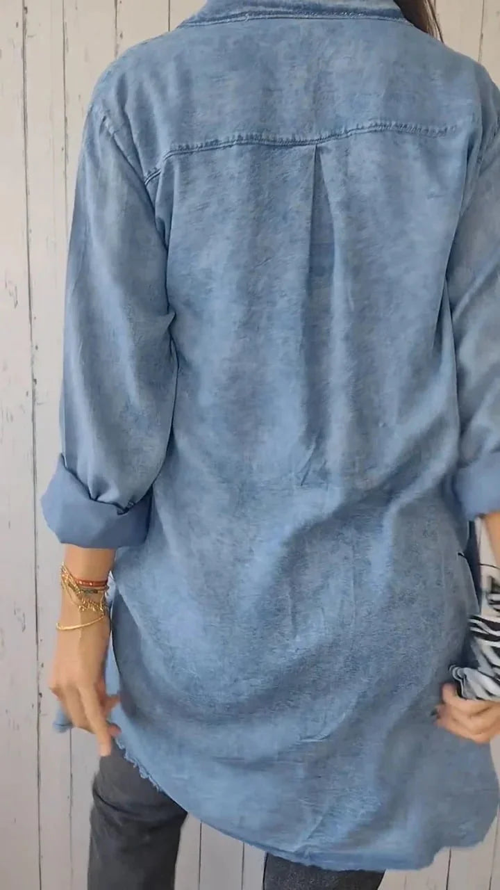 Džinsiniai patogūs ilgi marškiniai