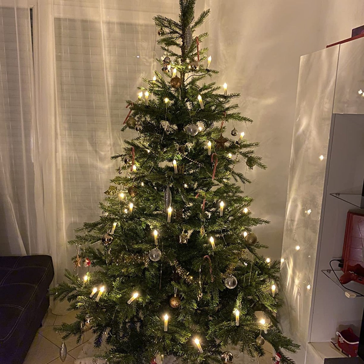 🎄Belaidės liepsnos su nuotolinio valdymo pulteliu, laikmačiu ir spaustukais