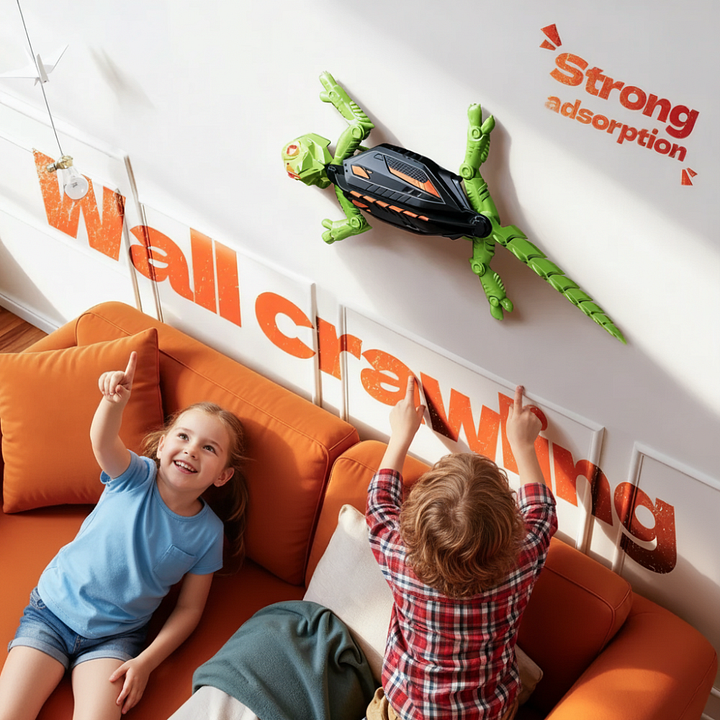 Nuotoliniu būdu valdomas ropojantis žaislas su judančiu mechanizmu