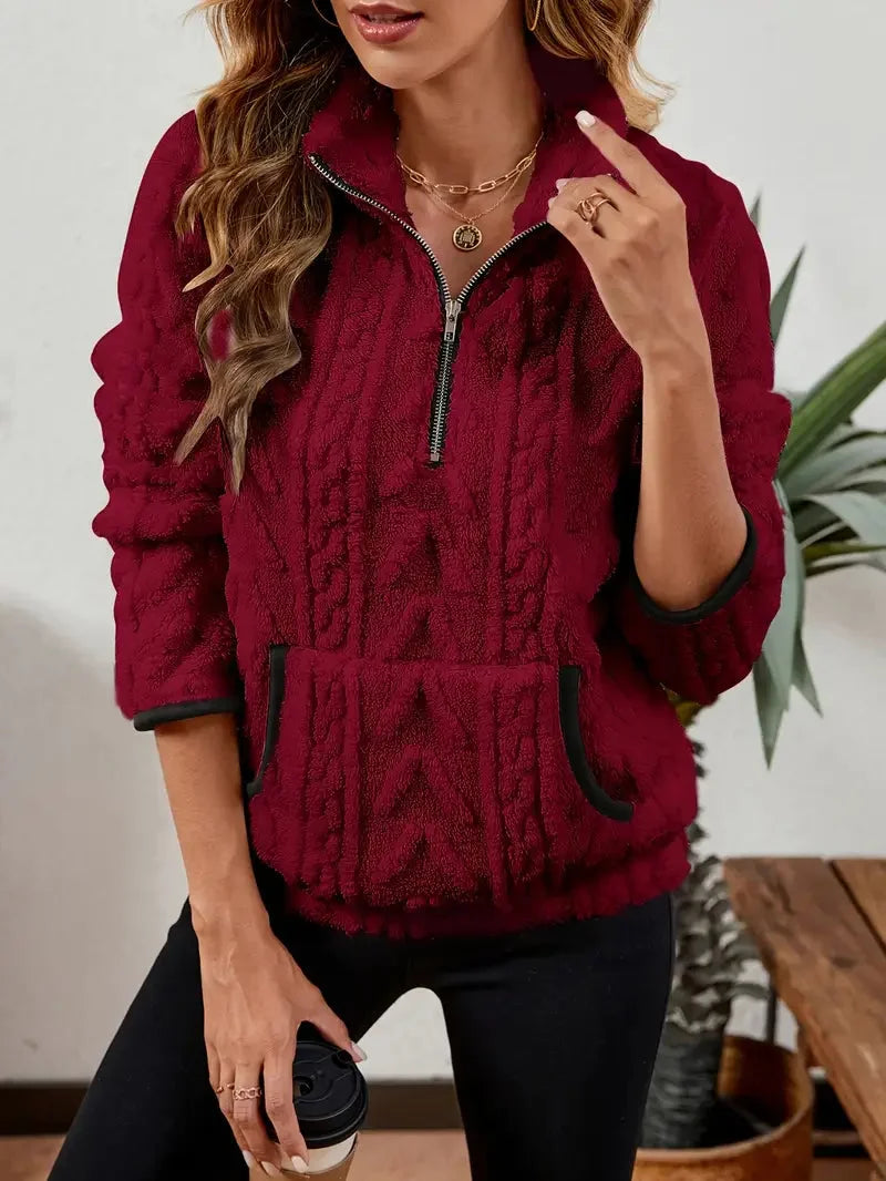 Klasikinis moteriškas džemperis su užtrauktuku