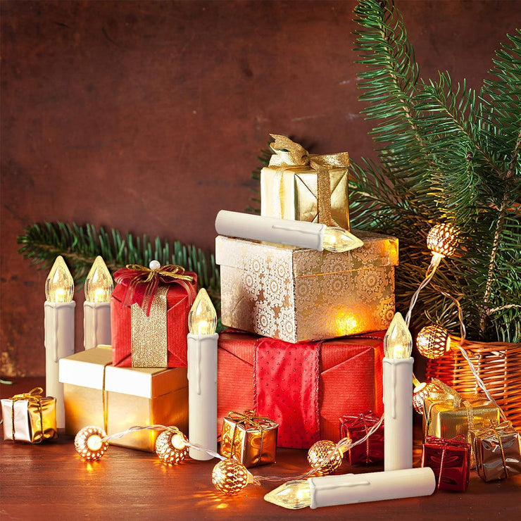 🎄Belaidės liepsnos su nuotolinio valdymo pulteliu, laikmačiu ir spaustukais