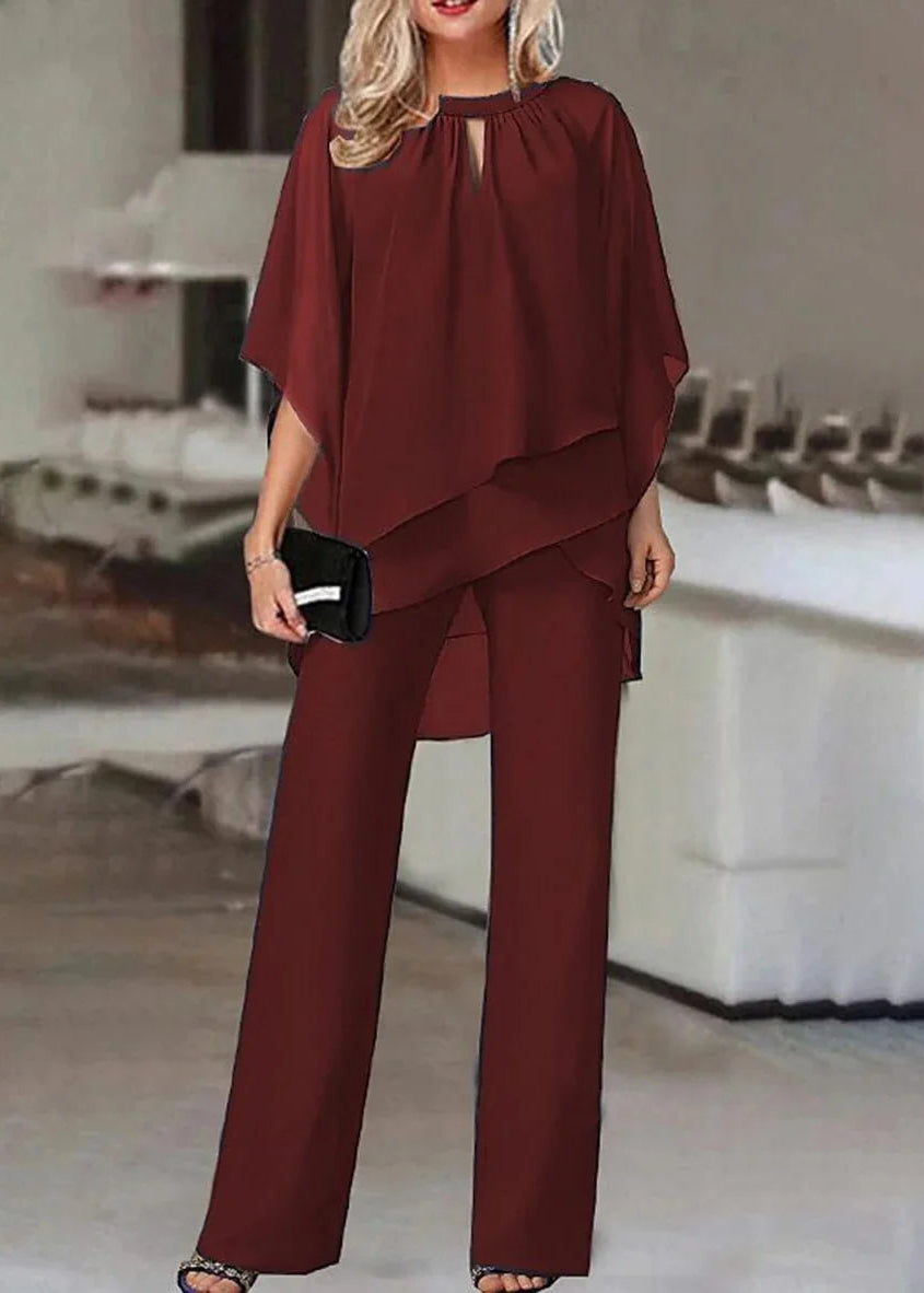 Elegantiškas, moteriškas, plačių kelnių komplektas