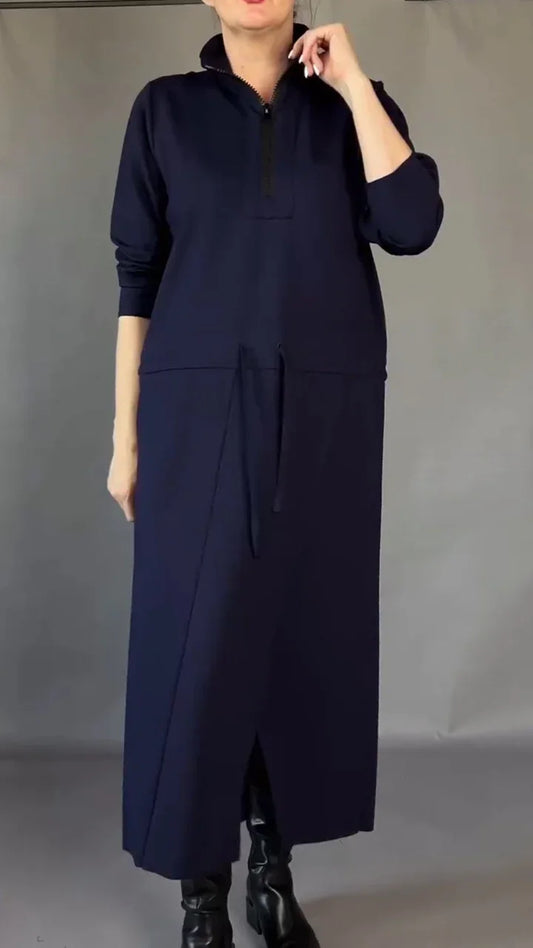 Elegantiška moteriška suknelė ilgomis rankovėmis