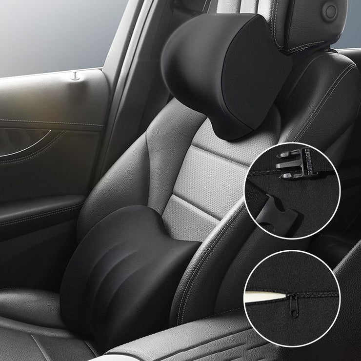 Ergonomiška automobilio sėdynės galvos atrama ir nugaros apačios pagalvė