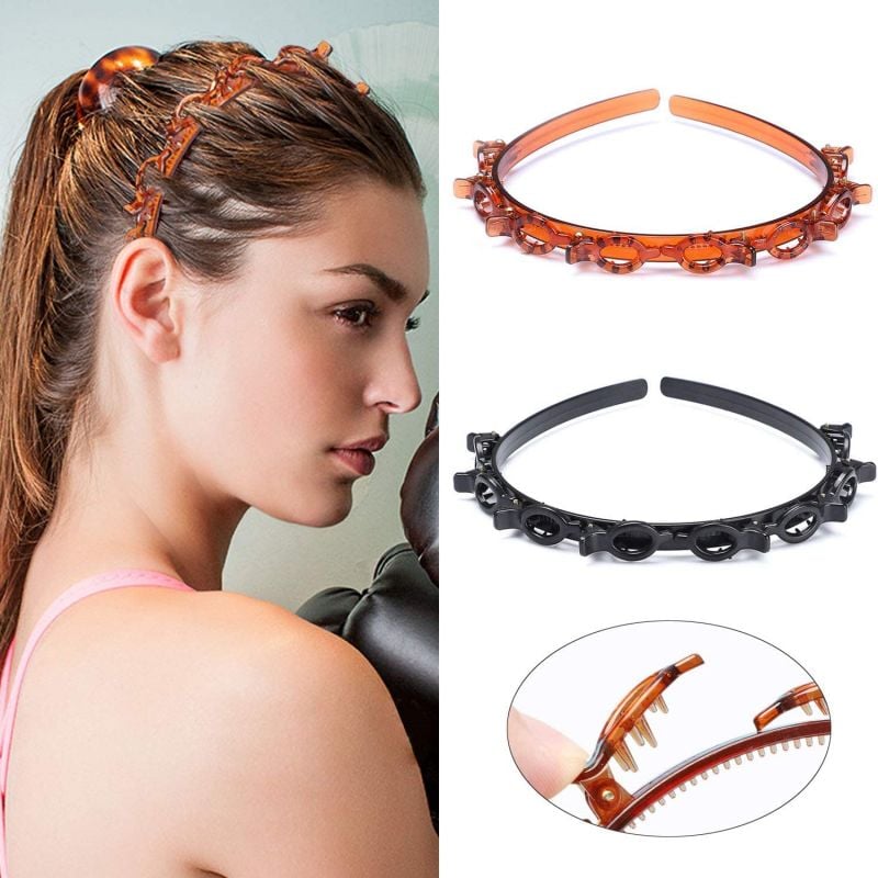 Plaukų lankelis su segtukais rinkinys (juoda ir ruda spalva)