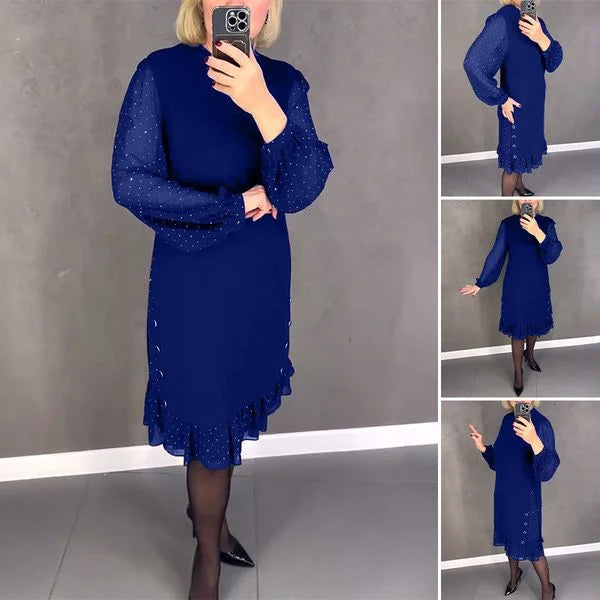 Blizgučiais dabinta juoda klasikinė suknelė