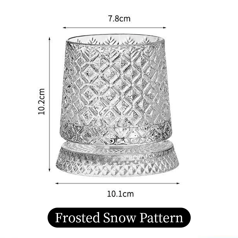 360° besisukanti kinetinio krištolo viskio taurė