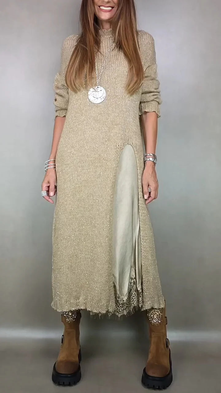 Moteriškos suknelės su petnešomis ir megztinio kostiumėlis