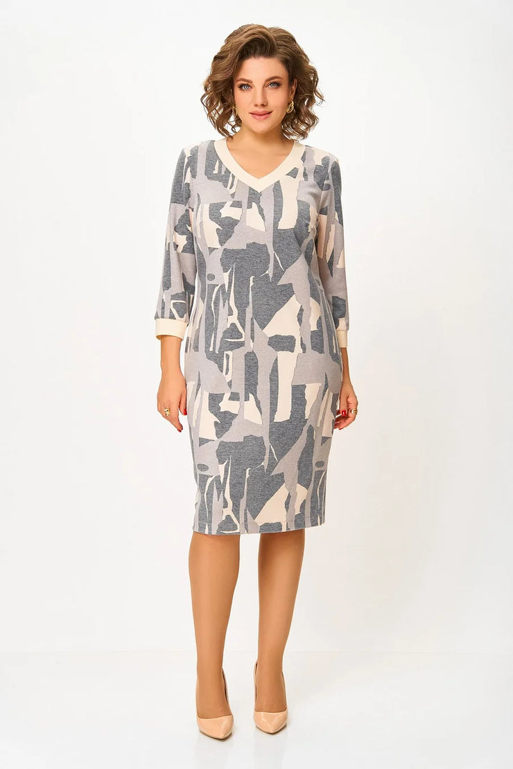 Elegantiška, klasikinė, marga suknelė