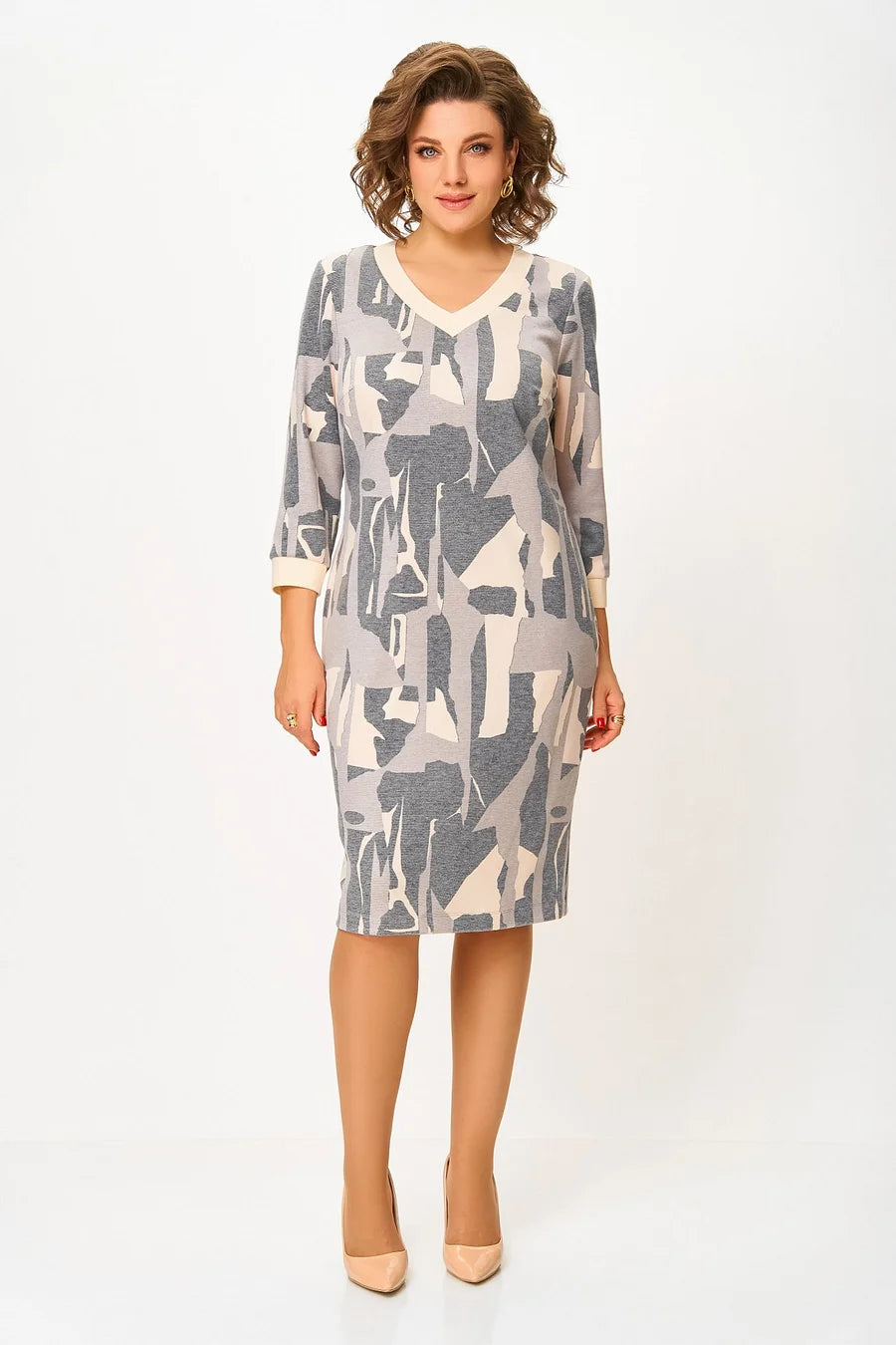 Elegantiška, klasikinė, marga suknelė
