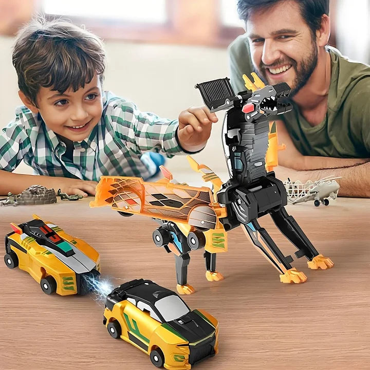 Vaikiškas transformeris 2 viename: dinozauras ir lenktyninis automobilis
