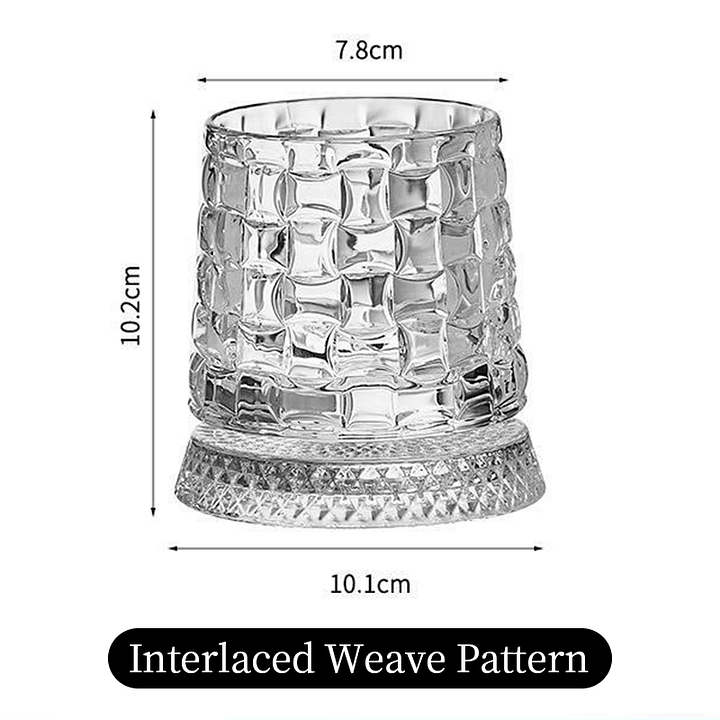 360° besisukanti kinetinio krištolo viskio taurė