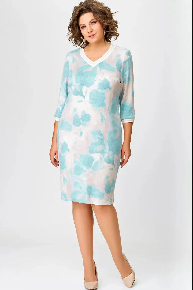 Elegantiška, klasikinė, marga suknelė