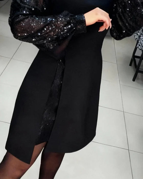 Elegantiška suknelė su pūstomis rankovėmis
