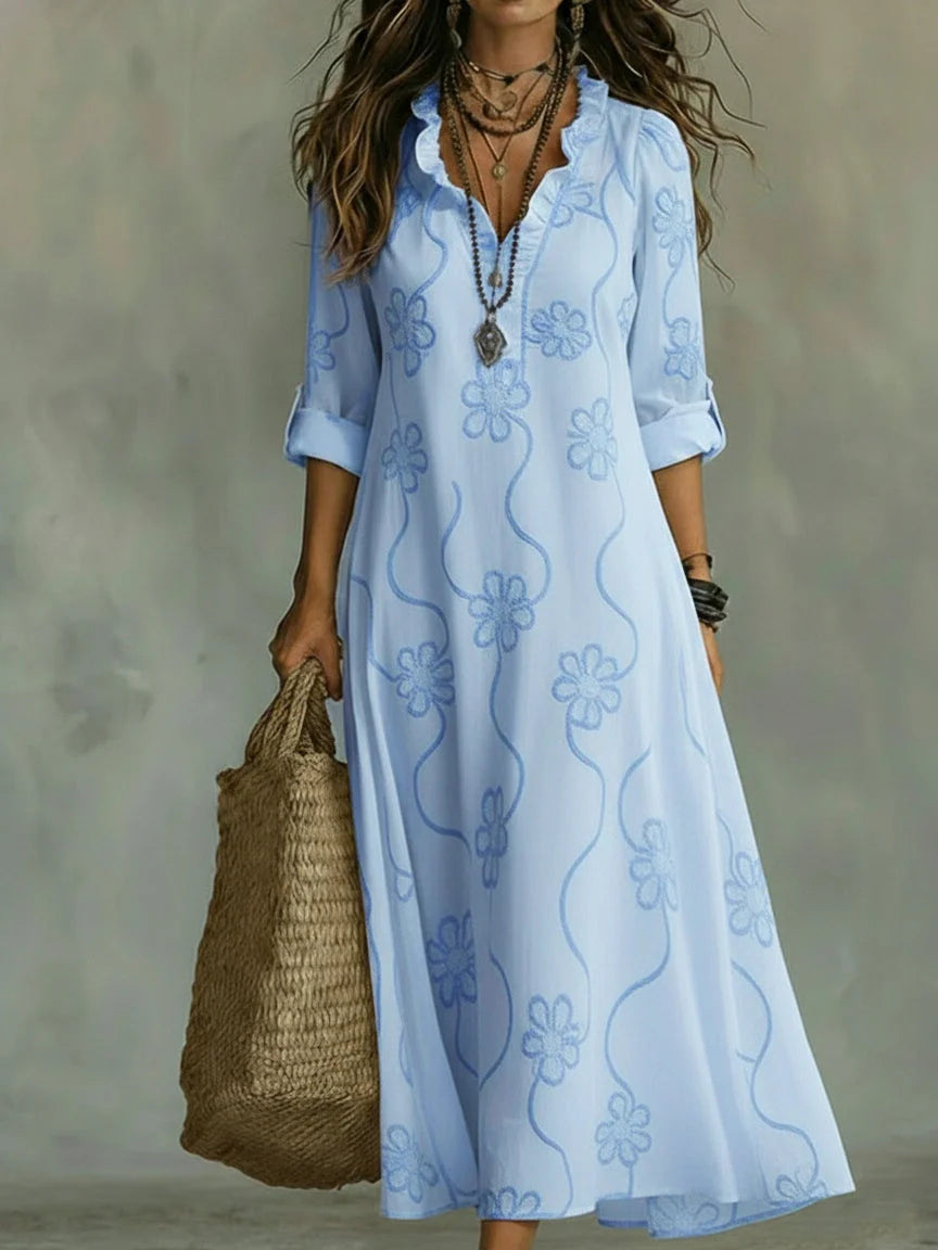 Retro stiliaus gėlėta suknelė