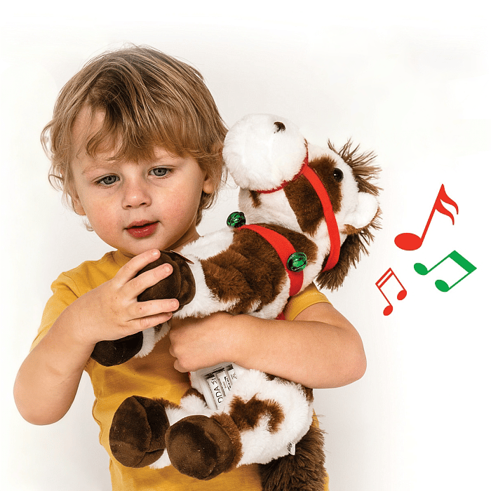 Pliušinis arklys: vaikščiojantis ir grojantis žaislas