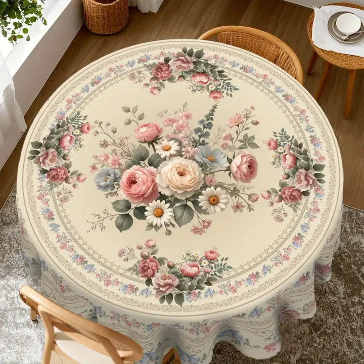 Vandeniui atspari gėlių rašto staltiesė