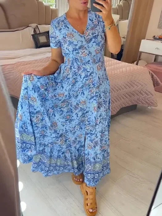 Laisva suknelė su gėlių raštu