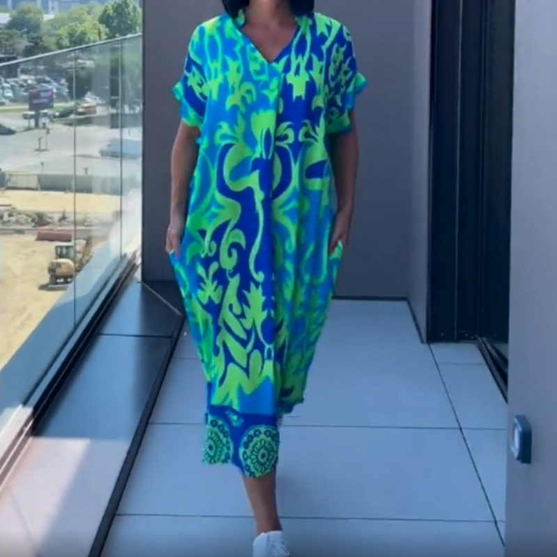 Moteriška laisvalaikio elegantiška suknelė su raštu