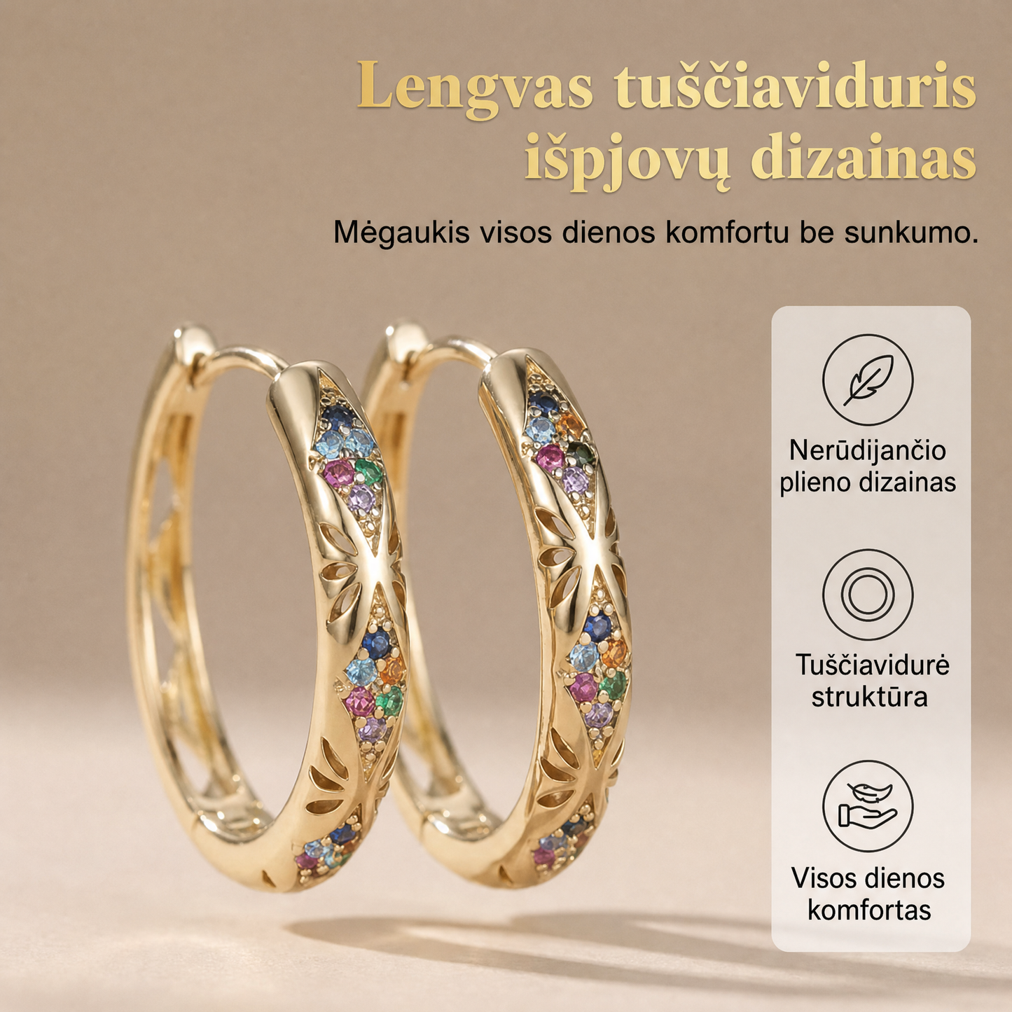 Blizgantys kubinio cirkonio žiediniai auskarai