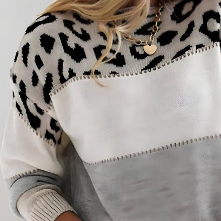 Elegantiškas megztinis su leopardo raštu