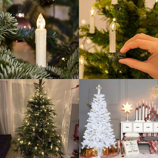 🎄Belaidės liepsnos su nuotolinio valdymo pulteliu, laikmačiu ir spaustukais