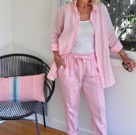 Medvilnės ir lino mišinio moteriškas komplektas