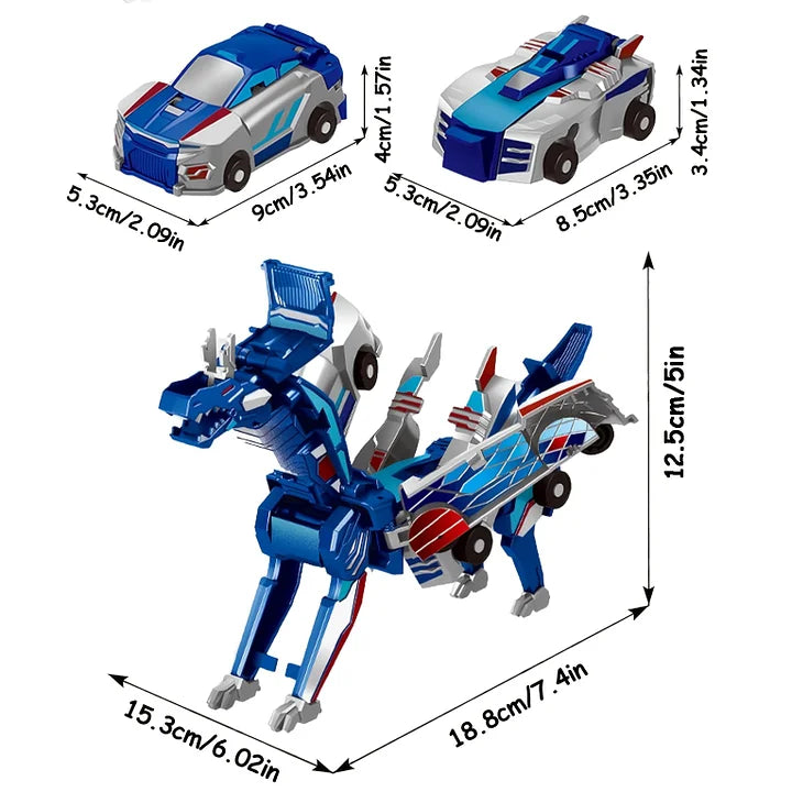 Vaikiškas transformeris 2 viename: dinozauras ir lenktyninis automobilis