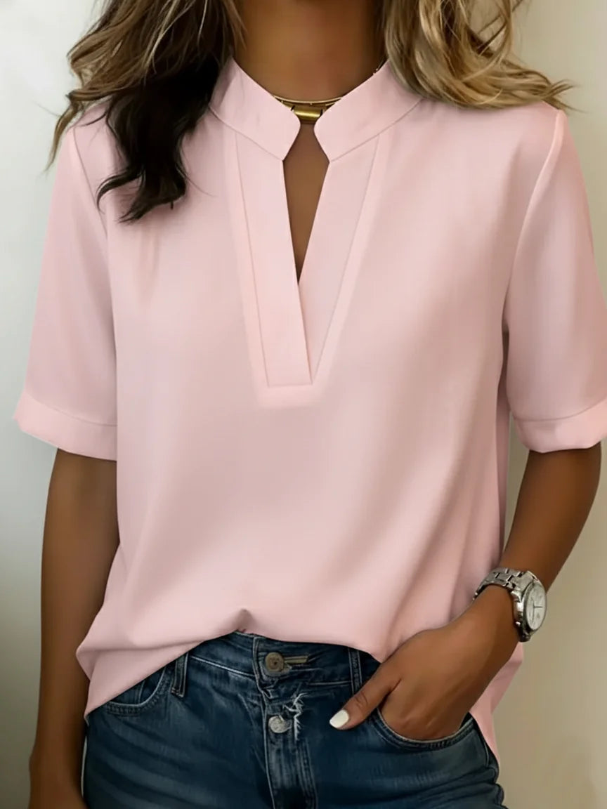 Moteriški laisvi marškiniai trumpomis rankovėmis