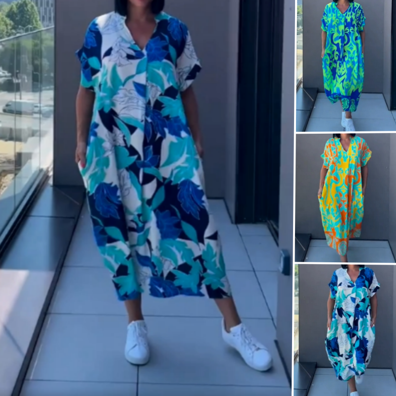 Moteriška laisvalaikio elegantiška suknelė su raštu