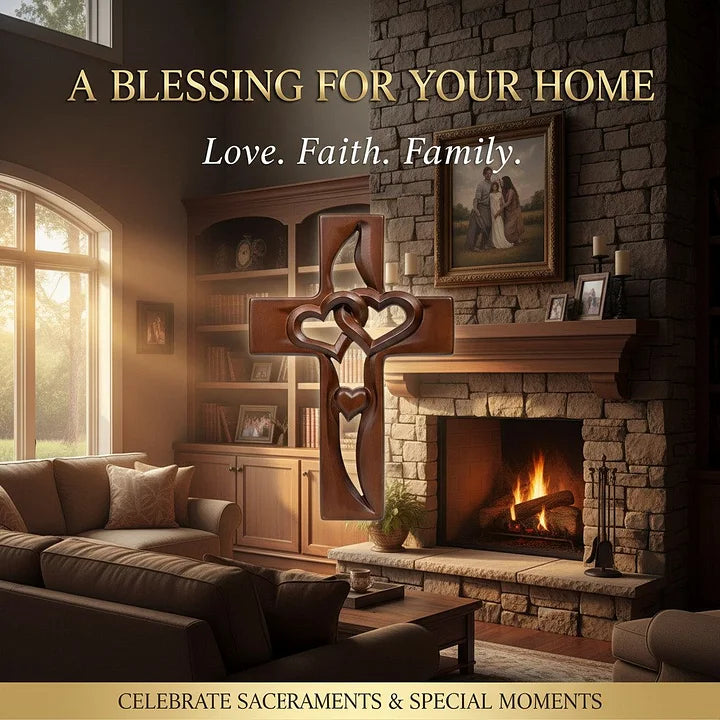 Rankomis raižyta medinė kryžiaus dekoracija