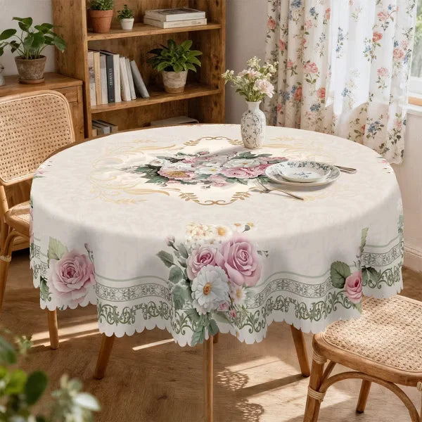 Vandeniui atspari gėlių rašto staltiesė