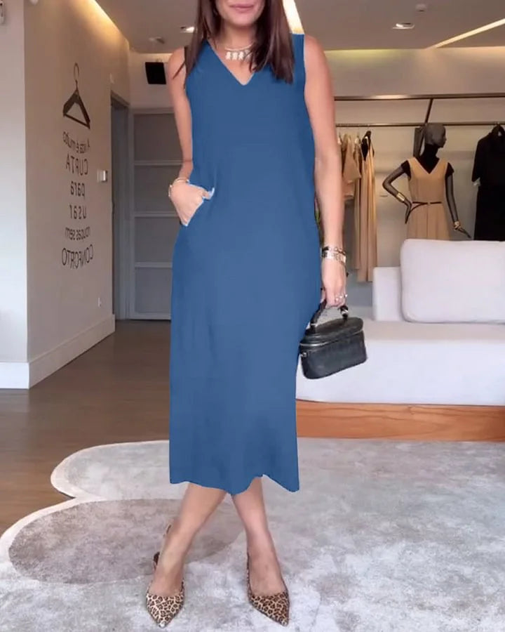Elegantiška suknelė su skeltuku