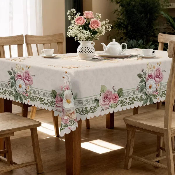 Vandeniui atspari gėlių rašto staltiesė