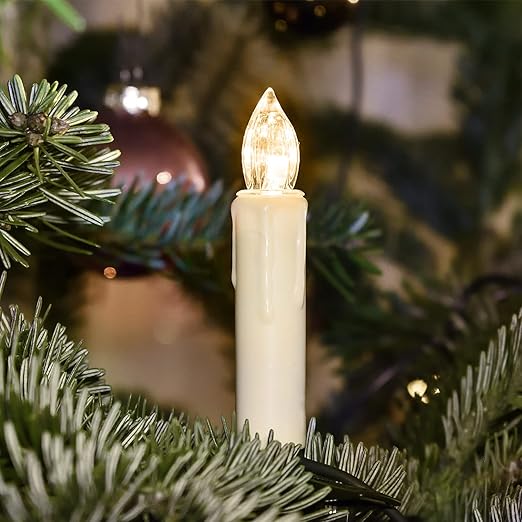 🎄Belaidės liepsnos su nuotolinio valdymo pulteliu, laikmačiu ir spaustukais