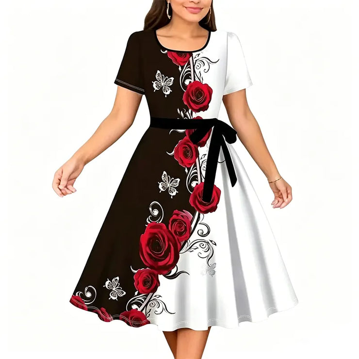 Elegantiška gėlėta suknelė