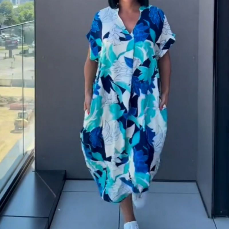 Moteriška laisvalaikio elegantiška suknelė su raštu