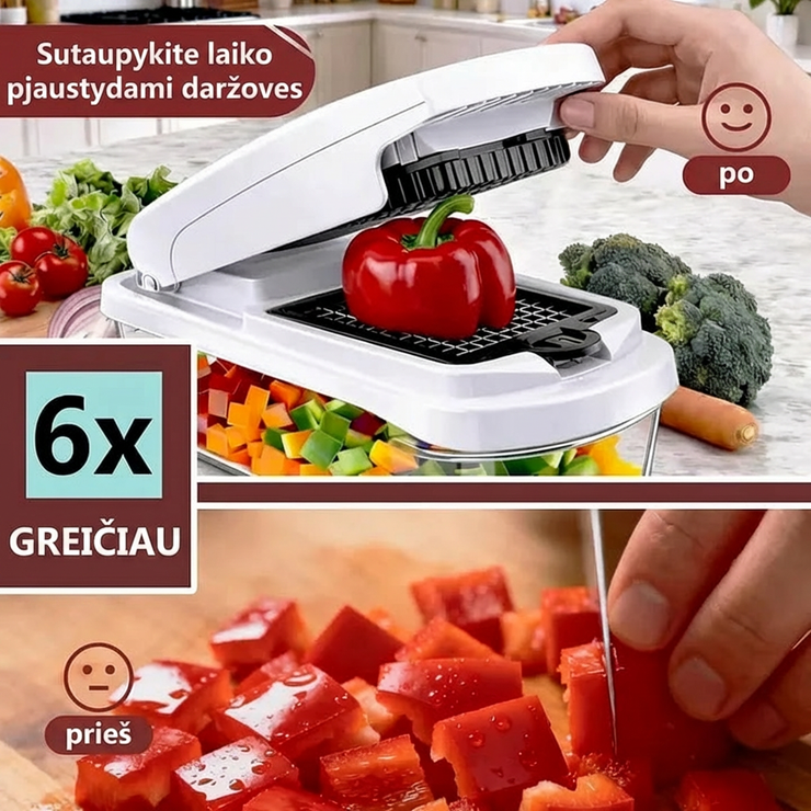 15 viename daržovių smulkintuvas | Daugiafunkcis maisto pjaustytuvas su indu